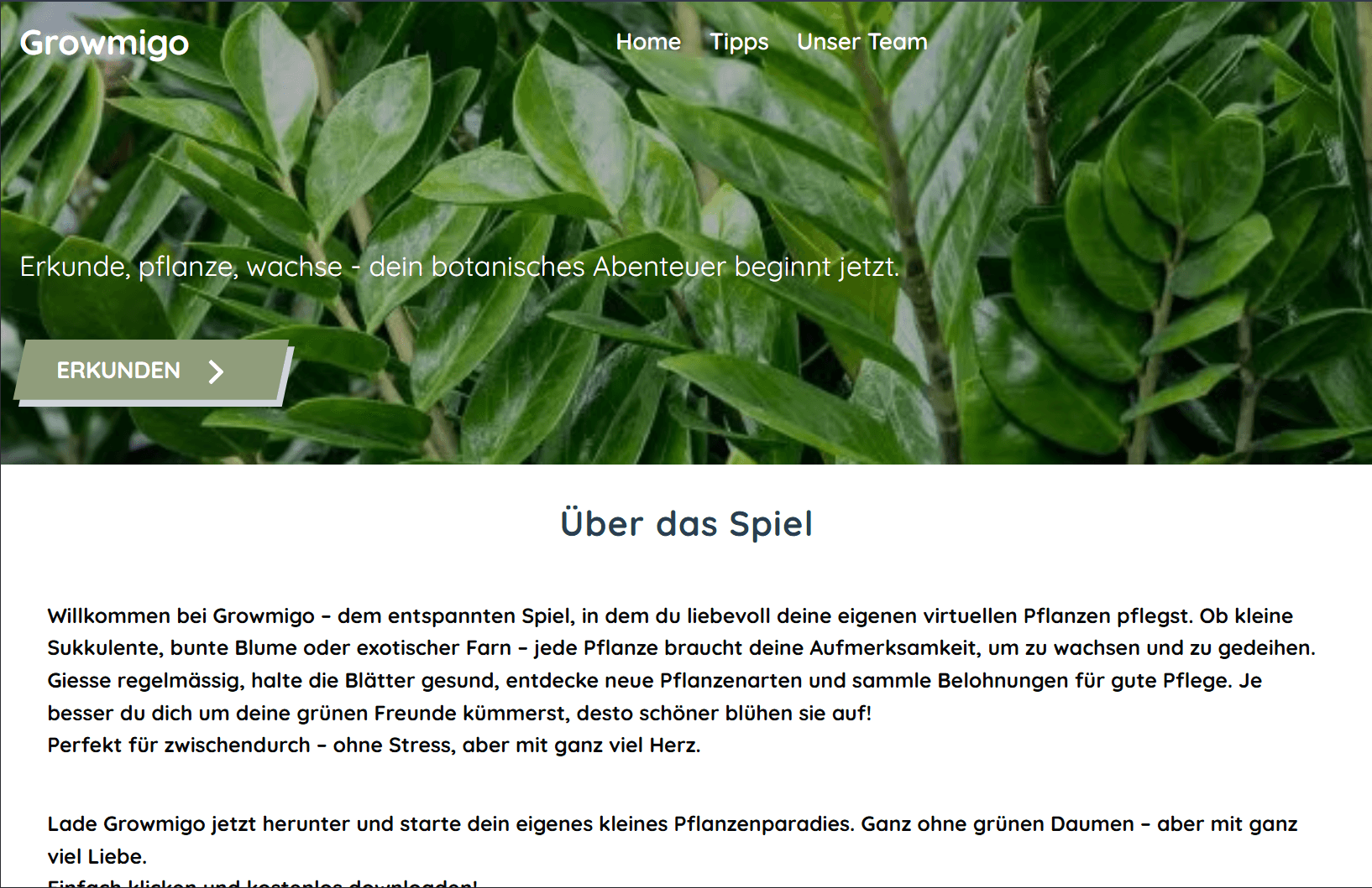 Screenshot des Growmigo Projekts